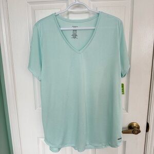 Athletic Works Women's Light Green/Teal V-Neck Dri-More Tee - Size XXL - NWT